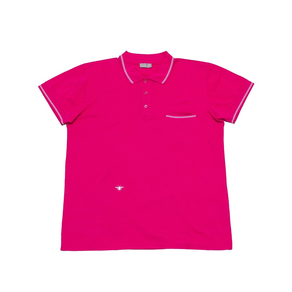 Dior Homme Men's Pink Bee Embroidered Cotton Piqué Polo Shirt Size L